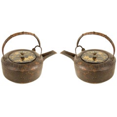 Antique Pair of 19th Century Iron Sake Pots