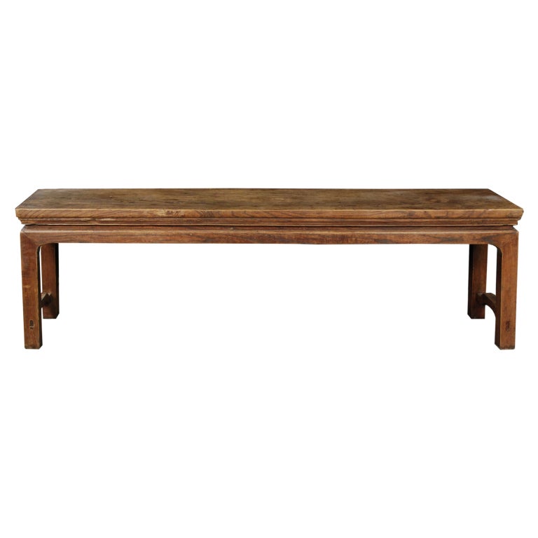 A 19th century Chinese elmwood bench with a high waist and square legs.

Pagoda Red Collection #:  BJAA044


Keywords:  Low table, coffee, cocktail, bench