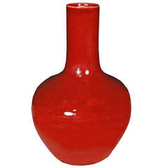 Monumental Chinese Oxblood Bottleneck Vase
