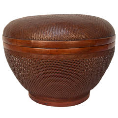 Chinese Open Weave Covered Basket