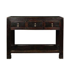 Early 20th Century Three Drawer Scroll Foot Table