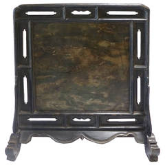 18th Century Chinese Black Lacquer Table Screen 4