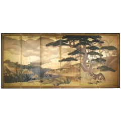 Antique 18th Century Kano School Byobu Screen