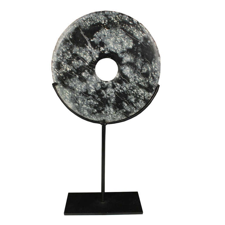 Stone Chinese Shadow Bi Disc on Stand