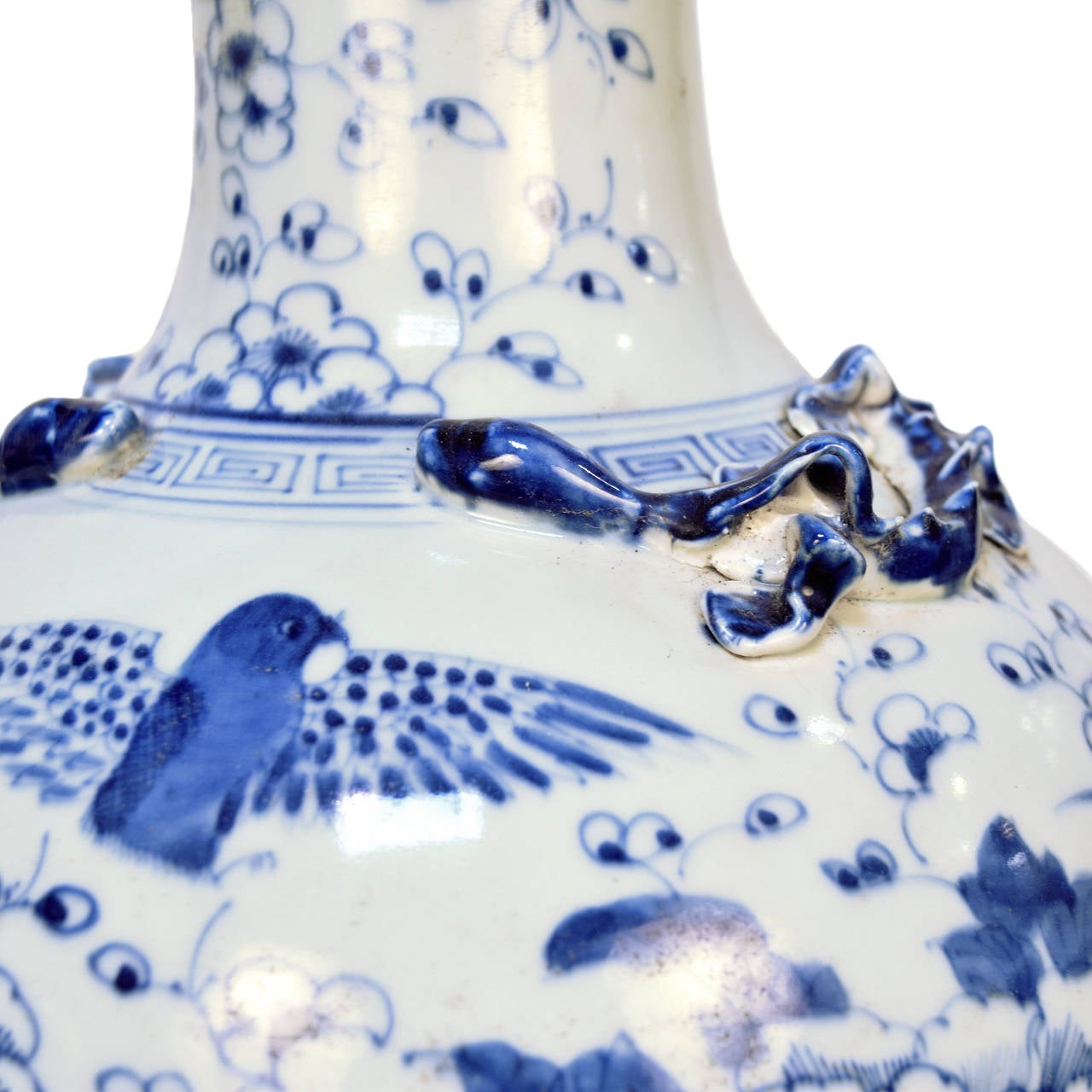 Chinese Blue and White Songbird Vase