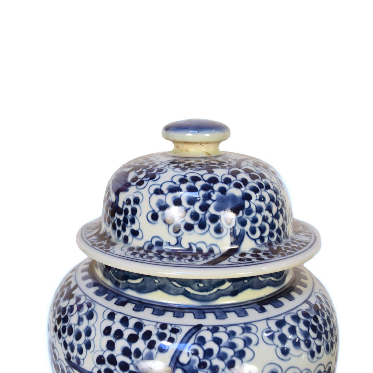 20th Century  Chinese Blue and White Phoenix with Fruit on the Vine Bluster Jar