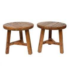 Pair of Early 20th Century Chinese Provincial Stools