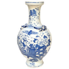 Blue and White Songbird Vase