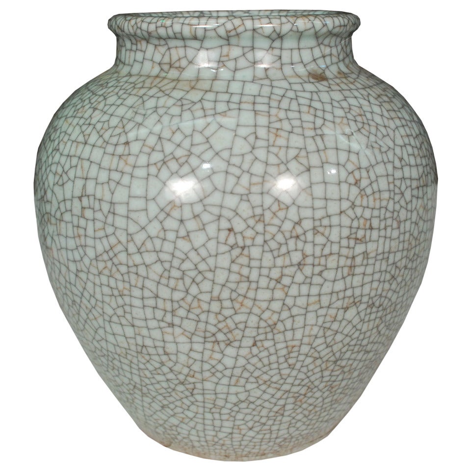 Chinese Celadon Crackle Glazed Jar