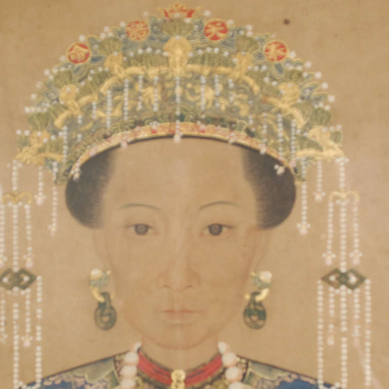 A painted ancestor portrait from China seated in formal robes.

Pagoda Red Collection # CMKH003