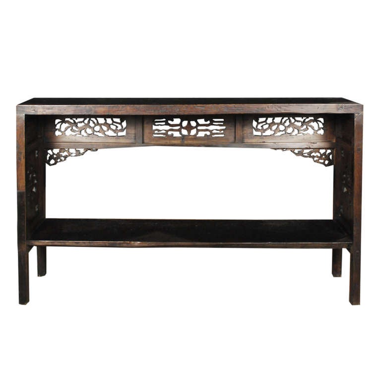 19th Century Chinese Black Lacquer Altar Table 1