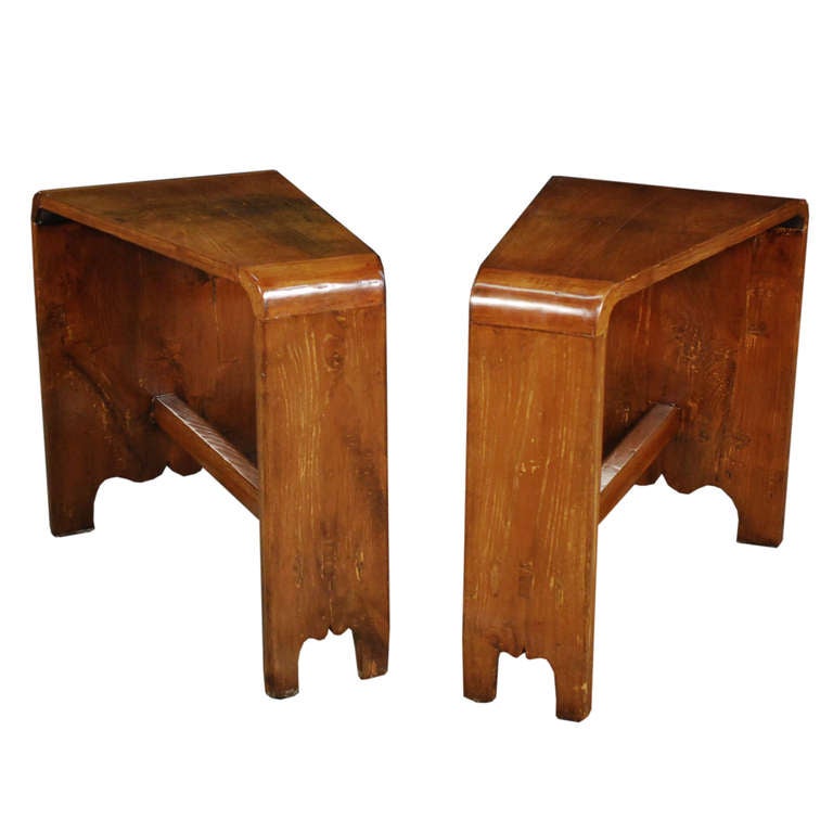 Mid-20th Century Pair of Chinese Asymmetrical Low Tables
