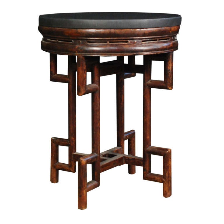 This Chinese washing stand features stylized square scrolling dragon legs. It has a beautiful black granite stone top and is made of Chinese Northern Elm.

Pagoda Red Collection # ACB031