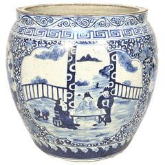 Retro Blue and White Chinese Fish Bowl