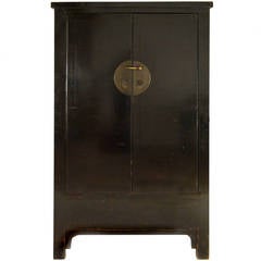 19th Century Two-Door Chinese Black Lacquer Cabinet