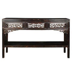19th Century Chinese Black Lacquer Altar Table
