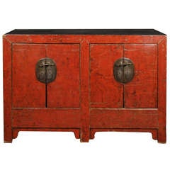 Antique 19th Century Chinese Red Lacquered Coffer