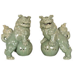 Pair of Japanese Ceramic Fu Dogs