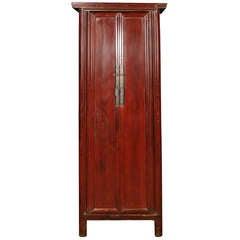 19th Century Chinese Two Door Red Lacquered Cabinet