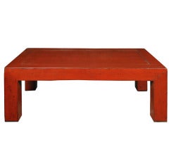 Red Crackle Lacquered Chinese Tea Table