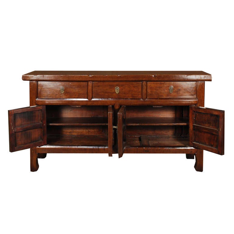 Early 20th Century Chinese Four Door Three Drawer Square Corner Coffer