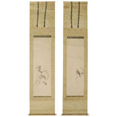 Set of Two Kano School Painted Scrolls