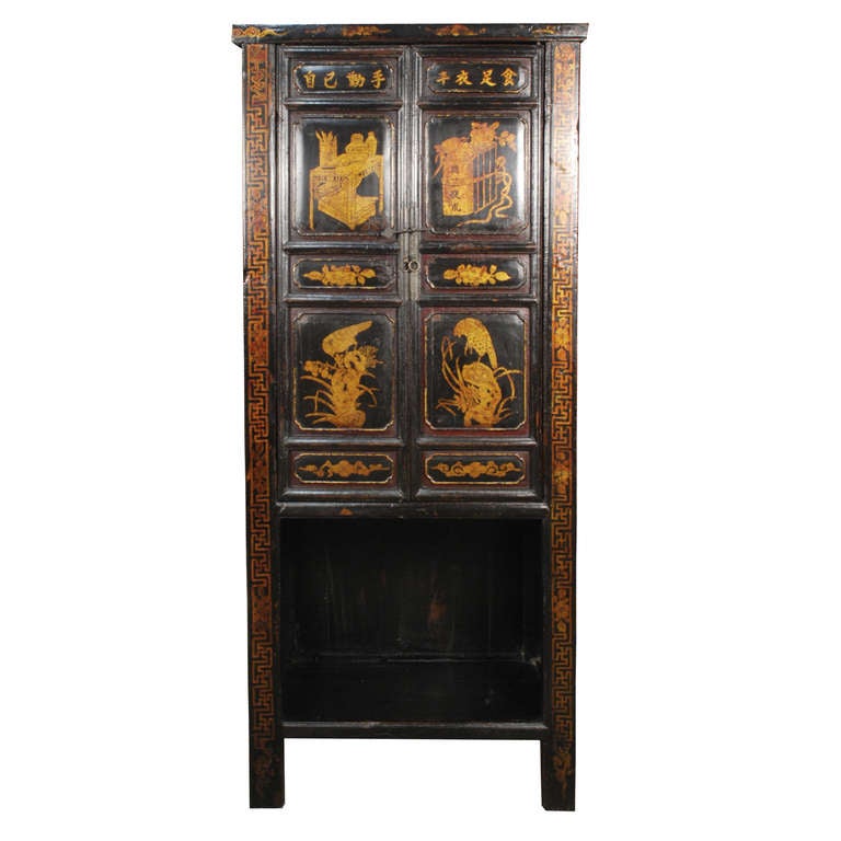 Pair of Early 20th Century Chinese Gilt Painted Cabinets