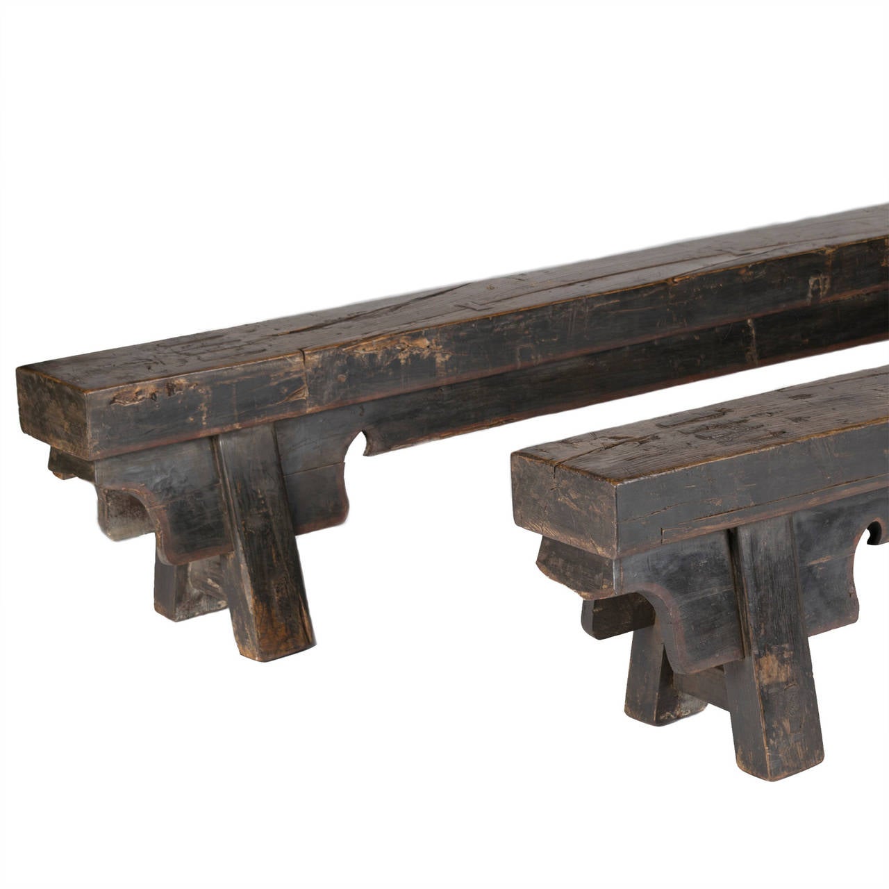 19th Century Chinese Pair of Monumental Beijing Door Benches In Excellent Condition In Chicago, IL