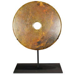 Chinese Stone Bi Disc on Stand