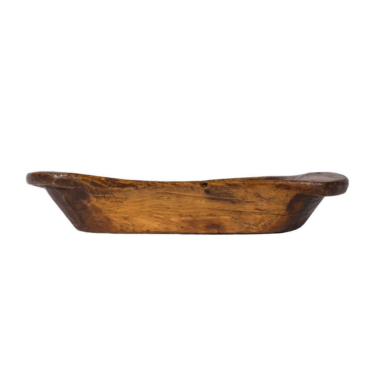 Yumu hat form folk tray carved from a single piece of wood.