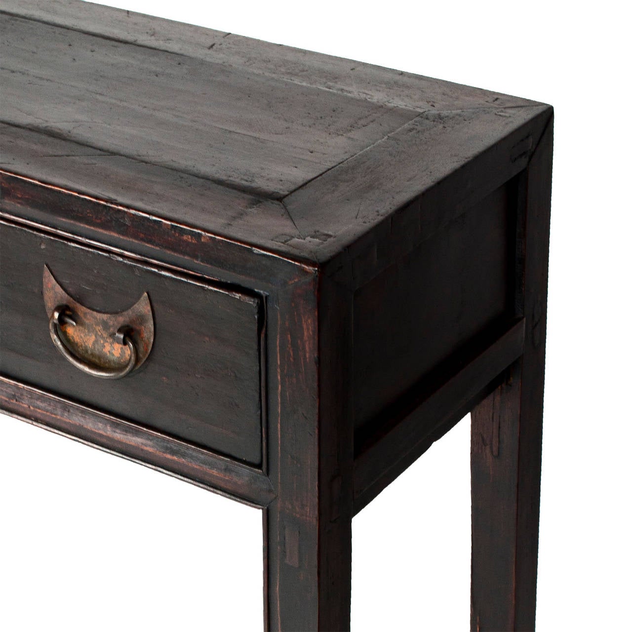 19th Century Chinese Three-Drawer Quarter Moon Table In Excellent Condition In Chicago, IL