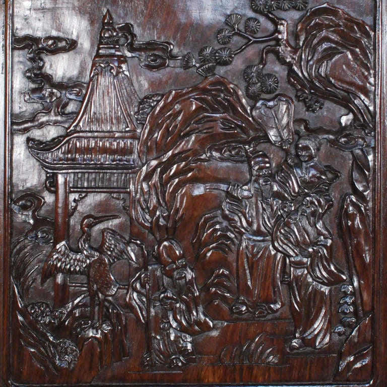 Set of Six 19th Century Rosewood Carved Panels 1