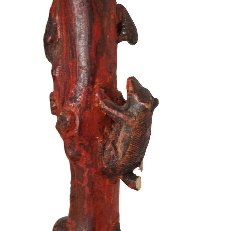 19th Century 19th c. Chinese Folk Art Carved Walking Stick