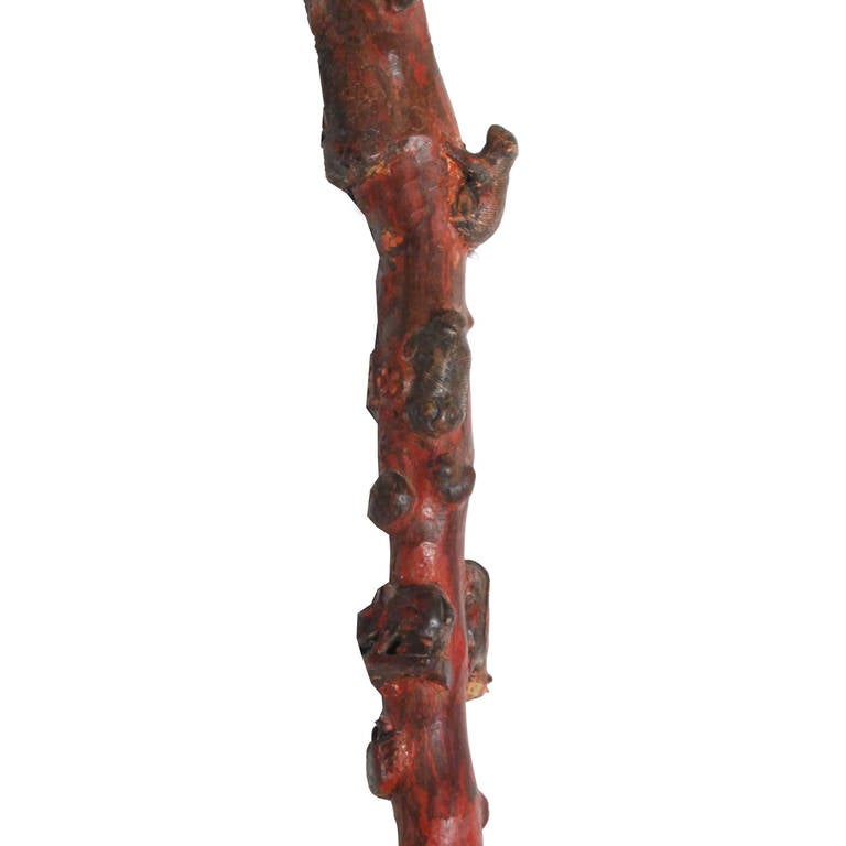 19th c. Chinese Folk Art Carved Walking Stick In Excellent Condition In Chicago, IL