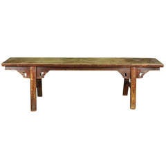 19th Century Chinese Long Lacquered Bench with Splayed Legs 8