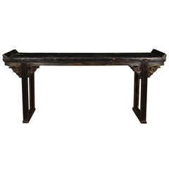 Antique An Early 19th Century Black Lacquer Altar Table with Everted Ends