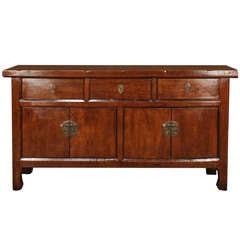 Early 20th Century Chinese Four Door Three Drawer Square Corner Coffer