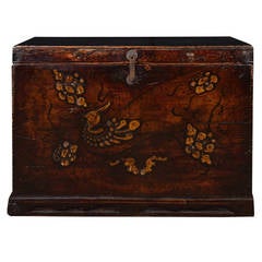 Antique Early 20th Century Chinese Phoenix Painted Trunk