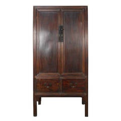 19th Century Chinese Two-Door and Two-Drawer Tall Cabinet