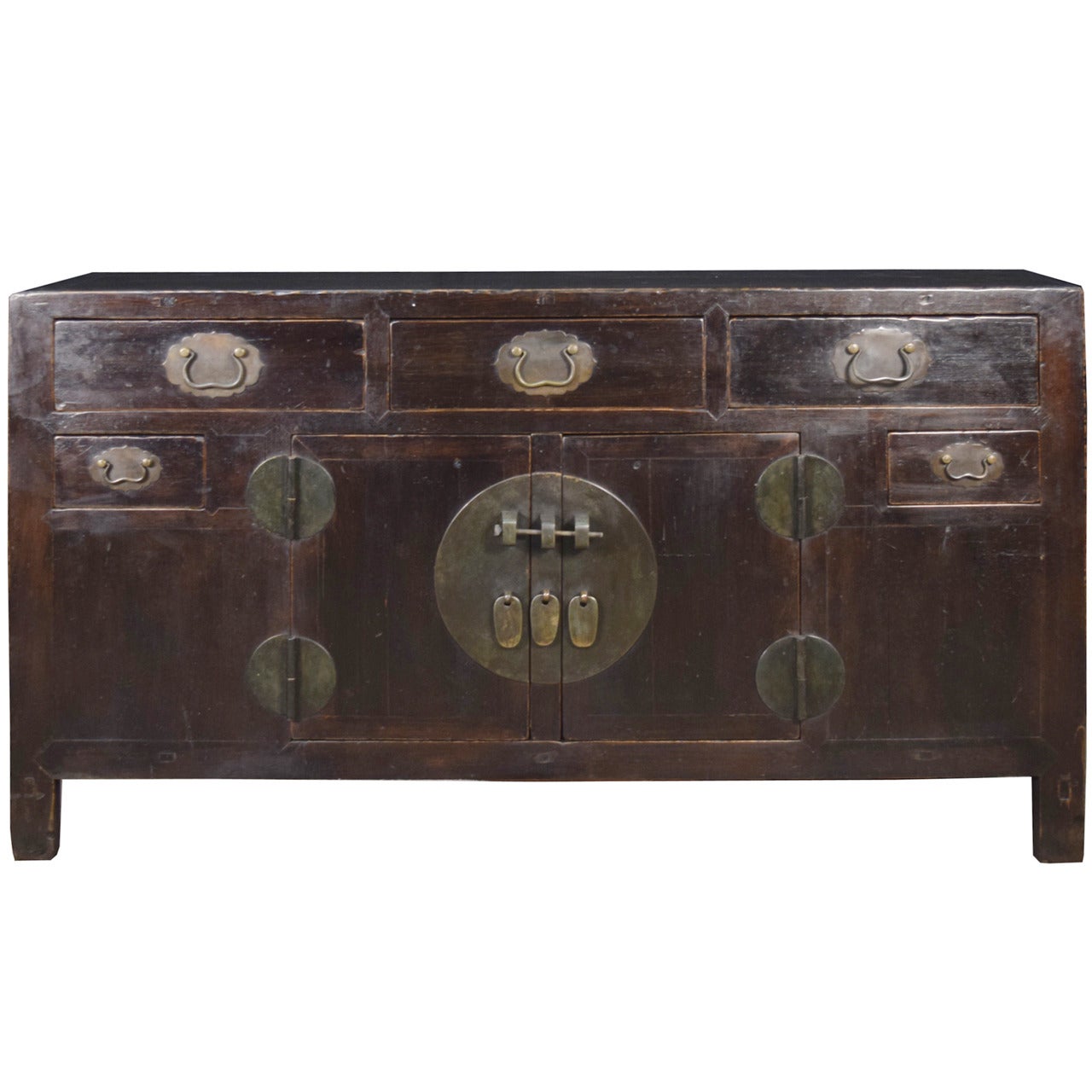 19th Century Chinese, Five-Drawer Two-Door Square Corner Chest