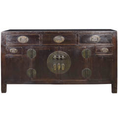 Antique 19th Century Chinese, Five-Drawer Two-Door Square Corner Chest
