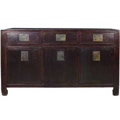 Antique Early 20th Century Chinese Three-Drawer, Two-Door Square Corner Coffer