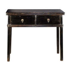 Two Drawer Black Lacquer Table