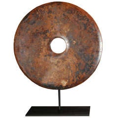 Chinese Stone Bi Disc on Stand