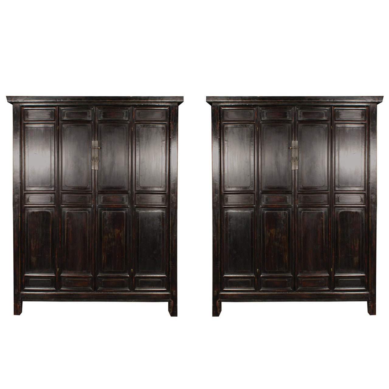 Pair of 19th Century Chinese Four Panel Cabinets