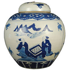 Early 20th Century Chinese Blue and White Tea Leaf Jar