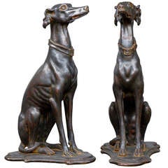 Pair of Italian Greyhound Dogs Sculptures