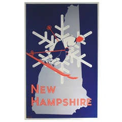1930s Art Deco skiing poster: New Hampshire