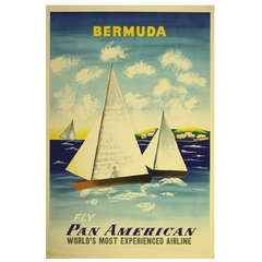 Affiche Pan Am du milieu du siècle par McKnight Kauffer "Bermudes"