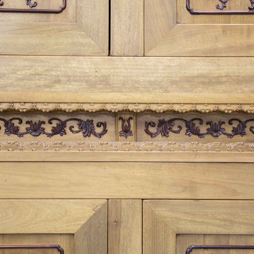 Pair of Ornate Cedar and Zitan Compound Cabinets In Excellent Condition In Chicago, IL